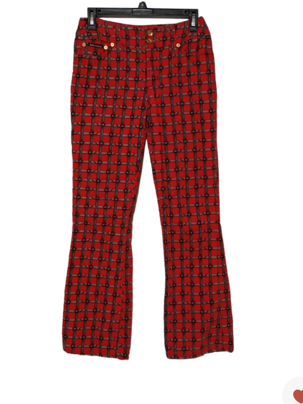 Vintage Y2K Dolce & Gabbana buckle print red velvet pants